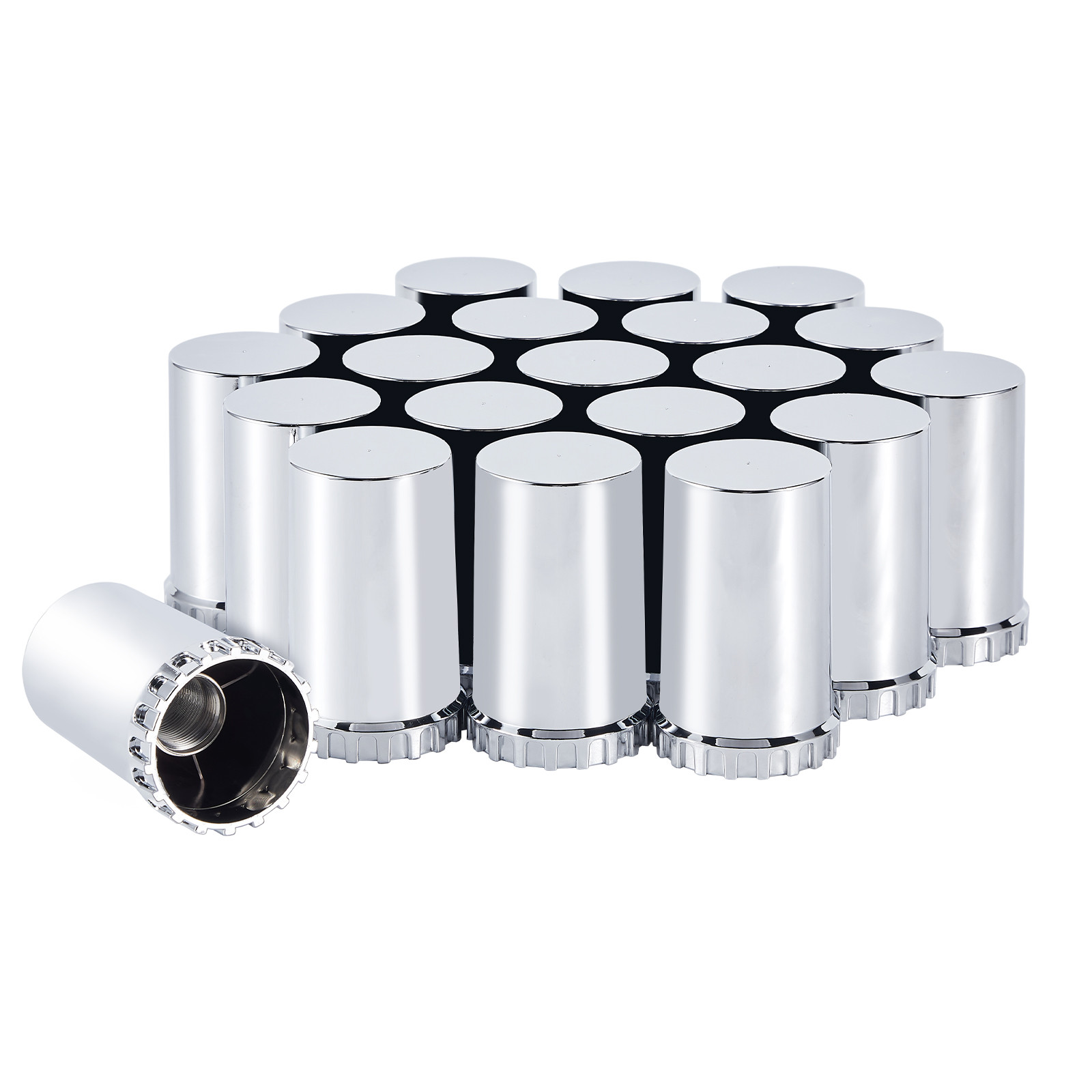 33mm Lug Nut Covers Screw On, 33mm x 3 1/2 inch Chrome ABS Plastic Cylinder Nut Covers Thread On Lug Nut Covers Kits for Semi Trucks Trailers